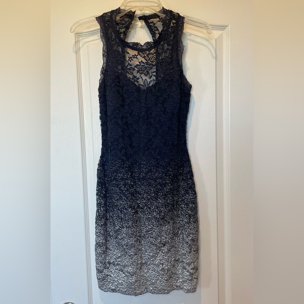 B. Darlin dress size 7/8. Navy Blue/Silver